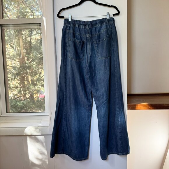 New Anthropologie Pilcro Adi Mid Rise Wide Leg Flare Drawstring Jeans Medium - Picture 6 of 9